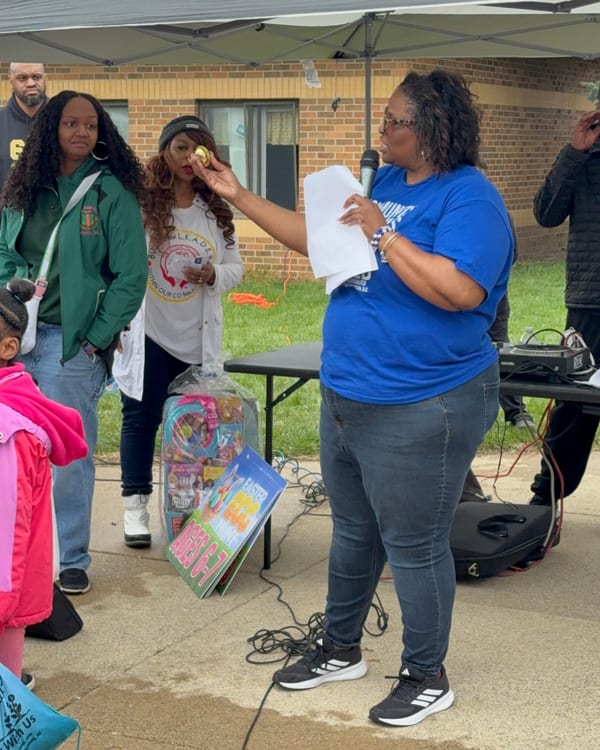 Speaker at outdoor community event activation